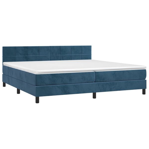 vidaXL Cama com molas/colch&atilde;o 200x200 cm veludo azul-escuro