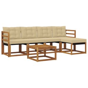 vidaXL Conjunto de Sof&aacute;s para Exterior 6 unid. Natural e Bege