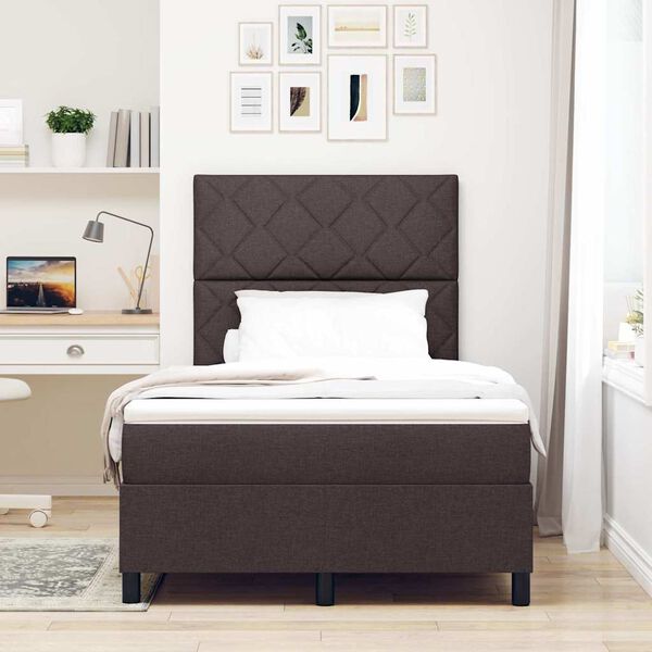 vidaXL Cama Box com colch&atilde;o Castanho escuro 120 x 190 cm tecido
