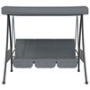 vidaXL Banco baloi&ccedil;o para jardim com toldo ajust&aacute;vel a&ccedil;o cinza-escuro