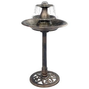 vidaXL Banheira para p&aacute;ssaros com fonte 50x91 cm pl&aacute;stico bronze