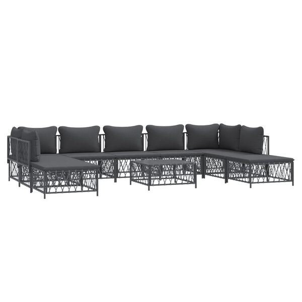 vidaXL 10 pcs conjunto lounge de jardim com almofadões aço antracite