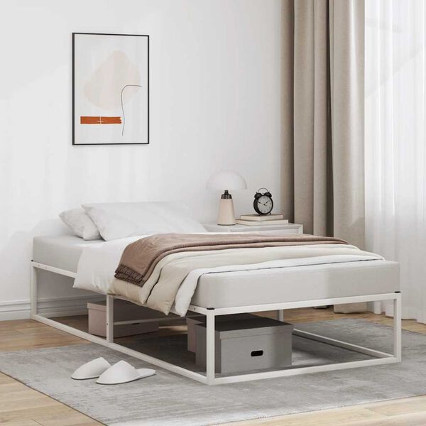 vidaXL Estrutura de cama sem colch&atilde;o branco 90x200 cm metal
