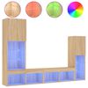 vidaXL 4pcs m&oacute;veis parede p/ TV c/ LEDs deriv. madeira carvalho sonoma