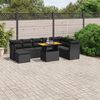 vidaXL 9 pcs conjunto de sof&aacute;s p/ jardim c/ almofad&otilde;es vime PE preto