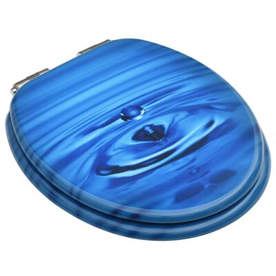 vidaXL Assento sanita c/ tampa fecho suave MDF design gotas água azul