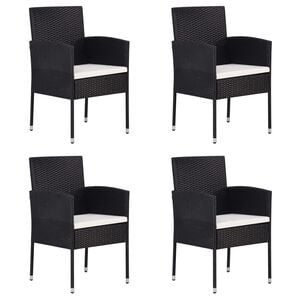 vidaXL Cadeiras de jardim c/ almofad&otilde;es branco nata 4pcs vime PE preto