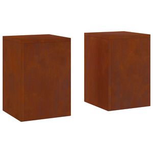 vidaXL Suporte para Plantas 2 pcs Ferro Enferrujado 24 x 24 x 35 cm