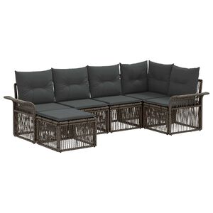 vidaXL Conjunto de Sof&aacute; de Jardim 6 pcs Cinzento vime PE