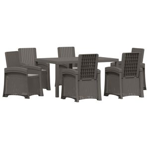 vidaXL Conjunto de Jantar para Jardim 7 unid. Cinzento-claro PP