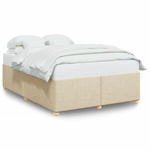 vidaXL Estrutura de cama sem colch&atilde;o 140x200 cm tecido cor creme