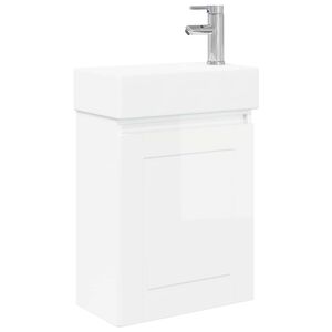 vidaXL Conjunto de M&oacute;veis de Banheiro com Torneira Branco Brilhante