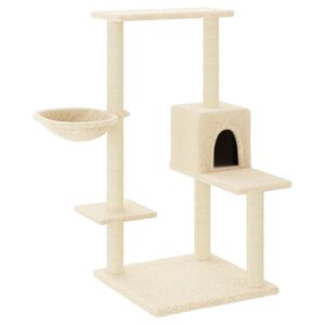 vidaXL &Aacute;rvore para gatos c/ postes arranhadores sisal 95 cm cor creme