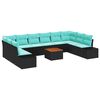 vidaXL Conjunto de Sof&aacute; de Jardim 11 unid. Preto e turquesa