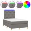 vidaXL Cama box spring c/ colch&atilde;o e LED 120x190 cm tecido cinza-escuro