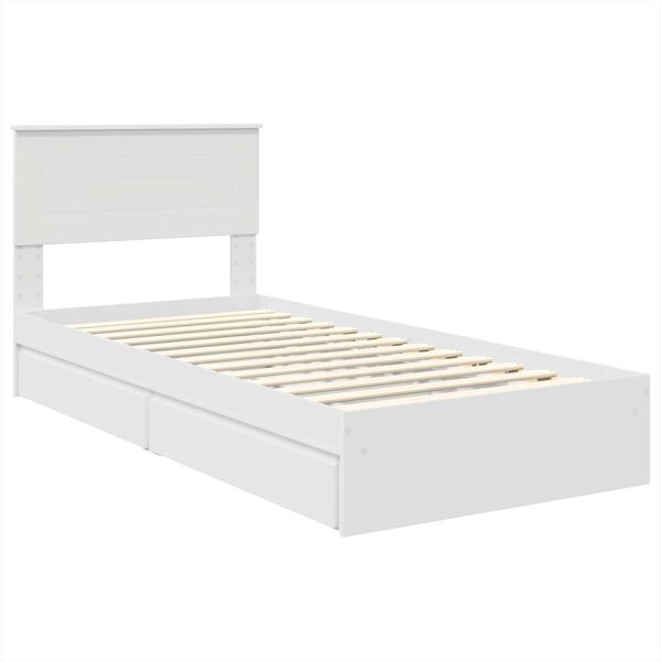 vidaXL Cama com Armazenamento Branco 75 x 190 cm Madeira processada