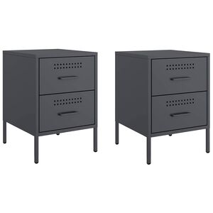 vidaXL Mesas de cabeceira 2 pcs 36x39x50,5 cm a&ccedil;o antracite