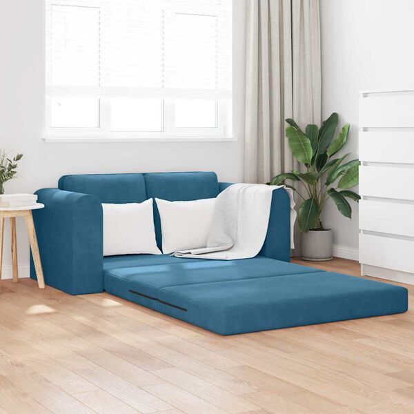 vidaXL Sof&aacute;-Cama 60cm Azul Veludo