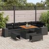 vidaXL Conjunto de Sof&aacute; de Jardim com almofada 9 pcs Preto vime PE