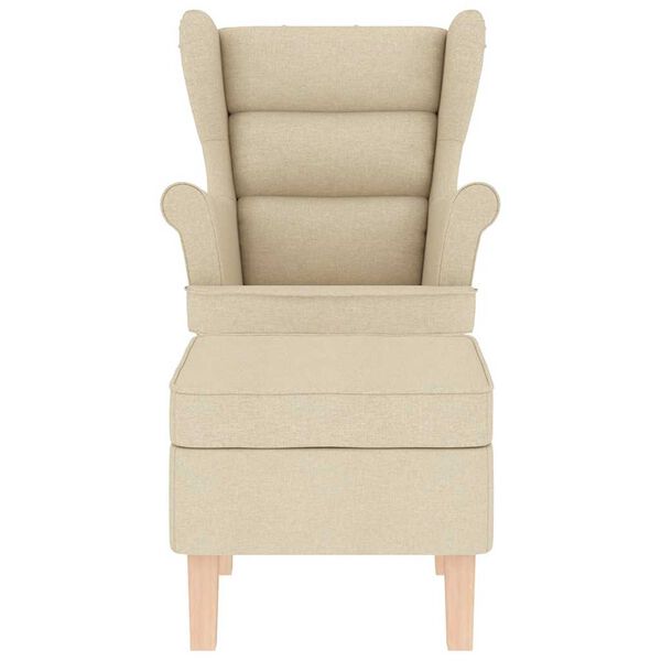 vidaXL Cadeira de baloi&ccedil;o com apoio de p&eacute;s tecido cor creme