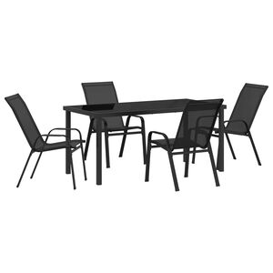 vidaXL Conjunto de Jantar para Jardim 5 pcs Preto