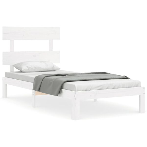 vidaXL Cama sem colch&atilde;o 100x200 cm madeira de pinho maci&ccedil;a branco