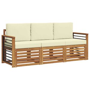 vidaXL Conjuntos de sof&aacute;s com almofada 3 pcs Natural e Creme