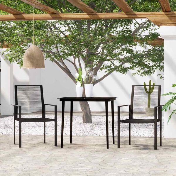 vidaXL 3 pcs conjunto de jantar para jardim preto