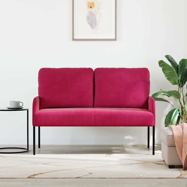 vidaXL Sof&aacute;s com almofada 110cm Vinho Vermelho Contraplacado