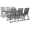 vidaXL 7 pcs conjunto jantar exterior madeira ac&aacute;cia maci&ccedil;a cinzento