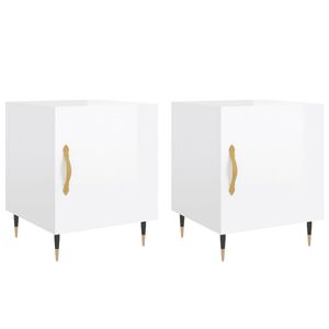 vidaXL Mesa cabeceira 2pcs 40x40x50cm deriv. madeira branco brilhante