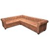 vidaXL Sof&aacute; de canto Chesterfield 6 lugares couro artificial castanho