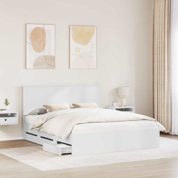 vidaXL Estrutura da Cama Branco 160 x 200 cm Madeira de Engenharia