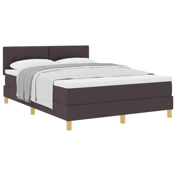 vidaXL Cama Box com colch&atilde;o Marrom Escuro 140 x 200 cm tecido