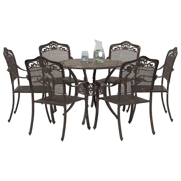 vidaXL Conjunto de Jantar para Jardim 7 pcs Bronze 90 x 90 x 75 cm