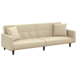 vidaXL Sof&aacute;-cama com almofad&otilde;es tecido cor creme