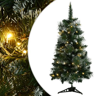 vidaXL Árvore de Natal artificial pré-iluminada + suportes PVC verde