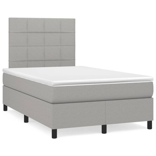 vidaXL Cama boxspring com colch&atilde;o 120x190 cm tecido cinzento-claro