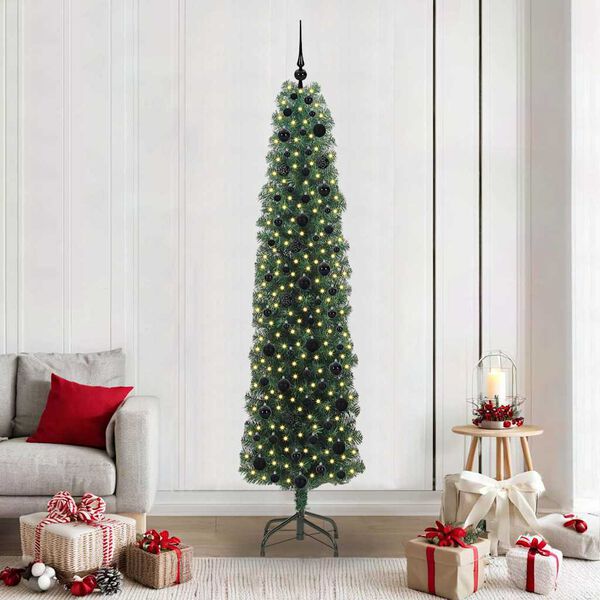 vidaXL &Aacute;rvore de Natal Artificial Verde 210 cm PVC e A&ccedil;o e Pl&aacute;stico