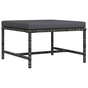 vidaXL Apoio de p&eacute;s seccional com almofad&atilde;o vime PE cinzento