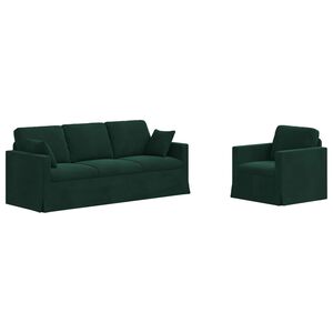 vidaXL Sof&aacute; 2 pcs Verde Escuro