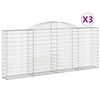 vidaXL Cestos gabião arqueados 3pcs 300x30x120/140cm ferro galvanizado