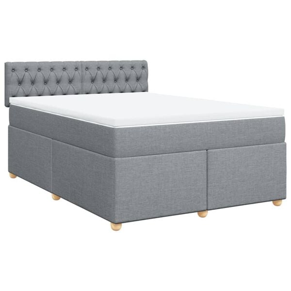vidaXL Cama com molas/colch&atilde;o 140x190 cm tecido cinzento-claro