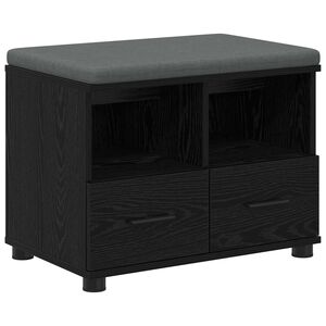 vidaXL Banco de Hall com almofada Carvalho Preto 60 x 38 x 46 cm