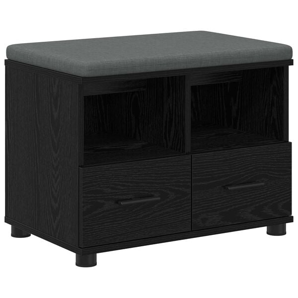 vidaXL Banco de Hall com almofada Carvalho Preto 60 x 38 x 46 cm