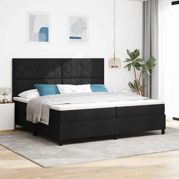 vidaXL Cama Box com colch&atilde;o com cabeceira Preto 200 x 200 cm tecido