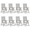 vidaXL Cadeiras de jardim reclin&aacute;veis 8 pcs ac&aacute;cia maci&ccedil;a cinzento