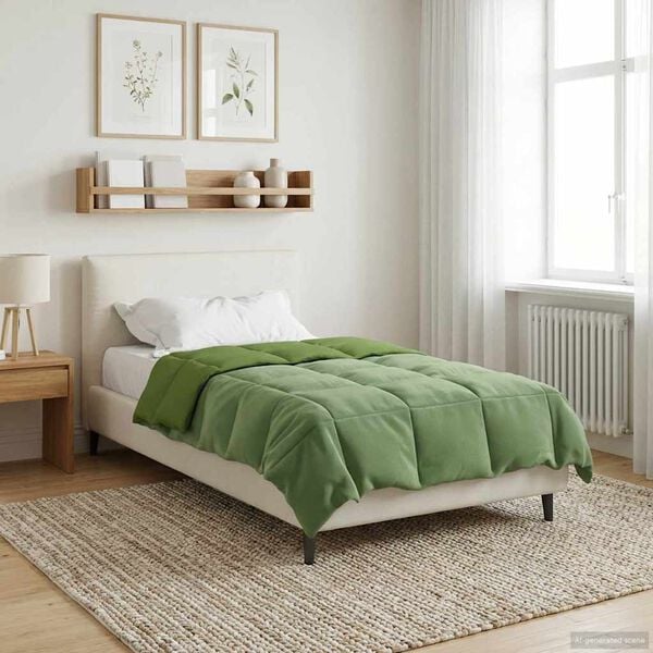 vidaXL Duvet de Ano Inteiro Colchonete Verde 135 x 220 cm Microfibra