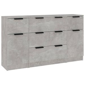vidaXL 3 pcs conjunto de aparadores madeira processada cinza cimento