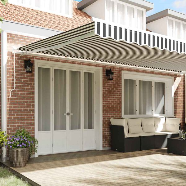 vidaXL Toldo retr&aacute;til manual 600x300 cm antracite e branco